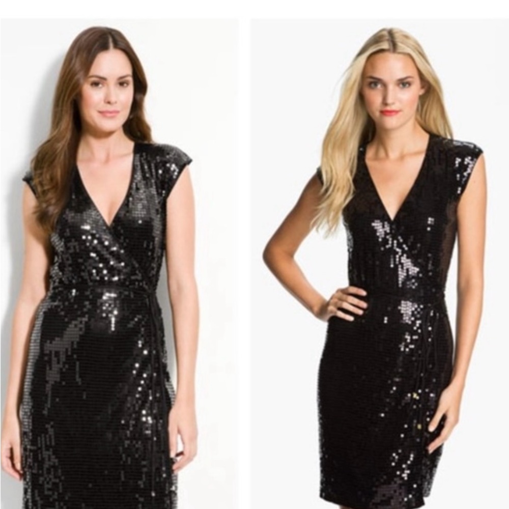 Michael Kors Sequin Jersey Wrap Dress-large